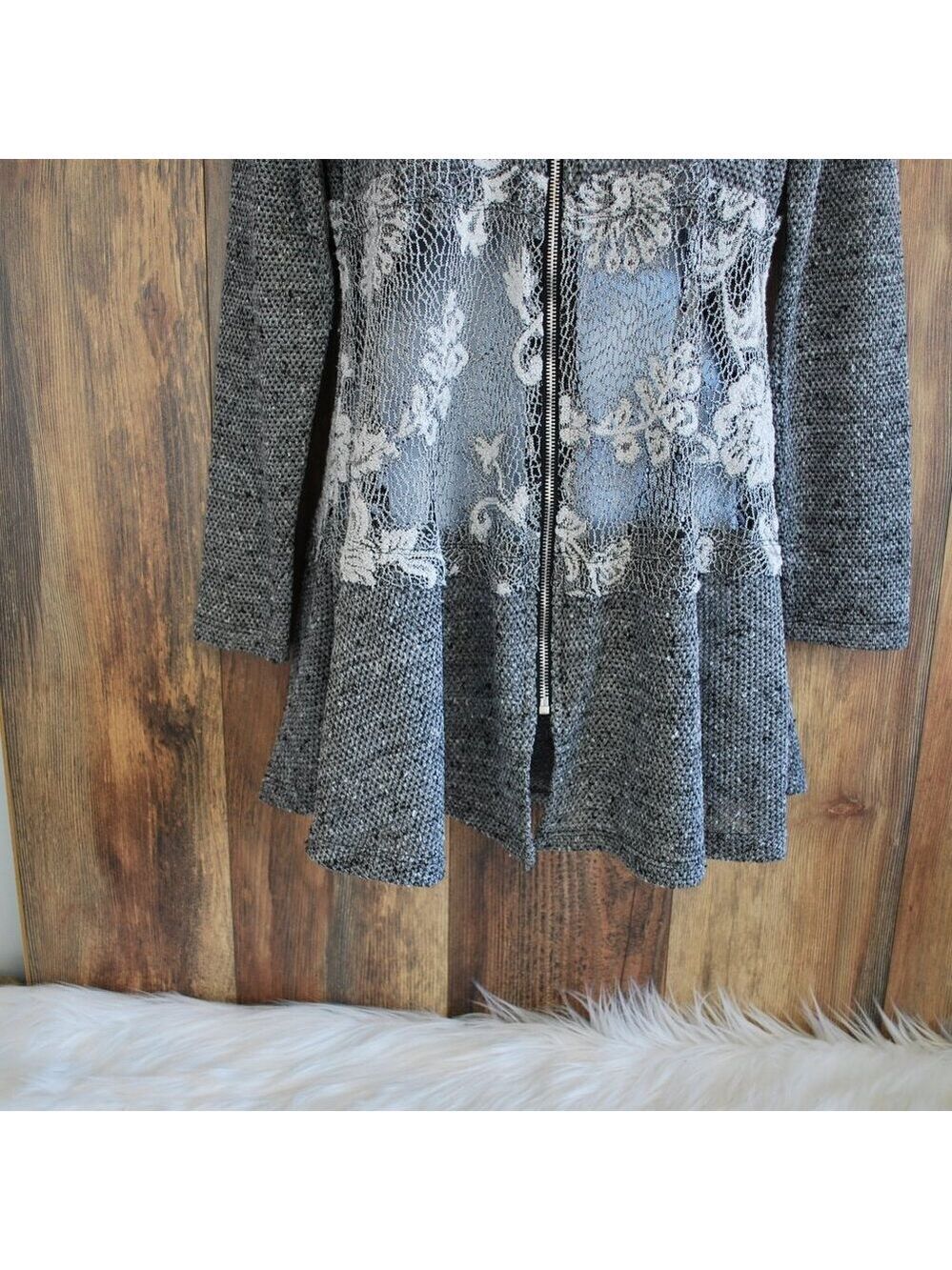 Vocal Lace Zip Cardigan Knit Hoodie Jacket S - Picture 3 of 7
